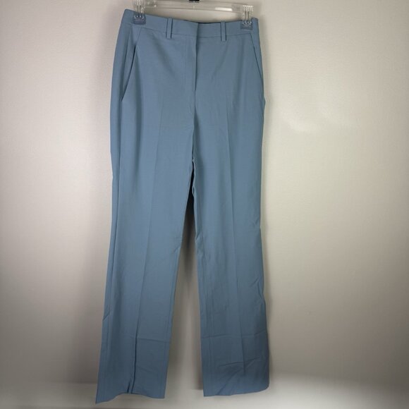 Theory Treeca Good Wool Pants Stone Blue Slim Flare Dress Trousers Size 0 NWT - Picture 7 of 12
